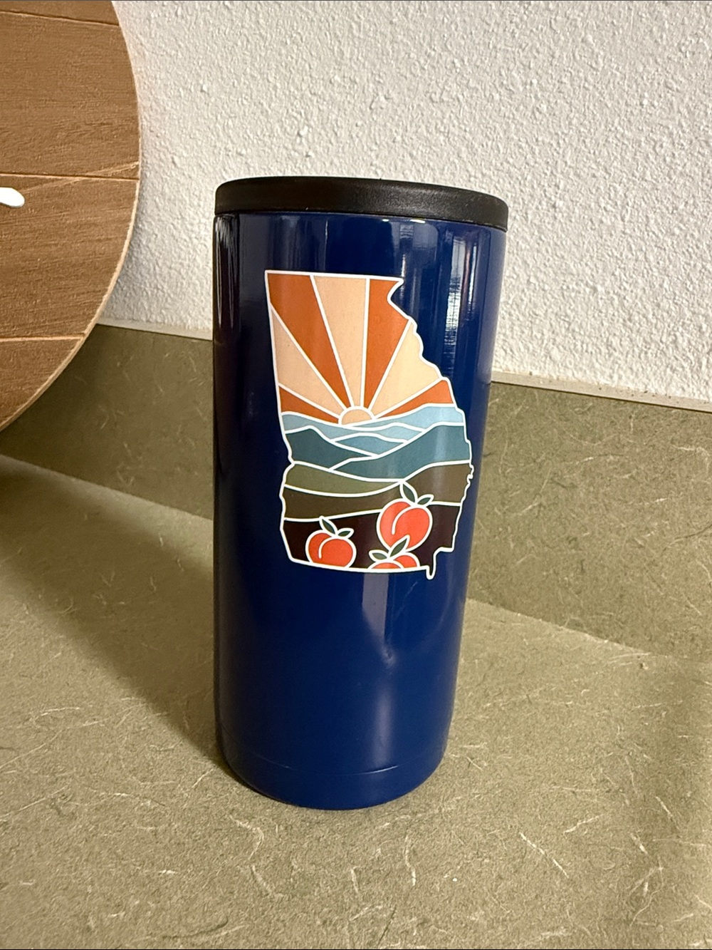 Navy Blue Insulated GA Tumbler with Scenic State Sticker